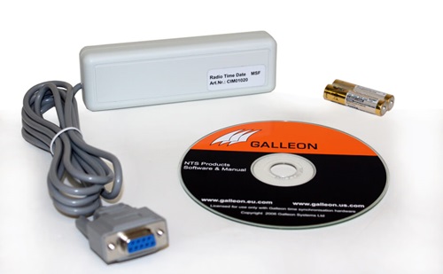 An image of what is supplied with the AC-100-MSF time receiver